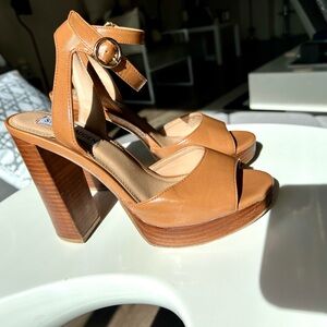 Steve Madden Girl Women’s Platform Block Heel Sandals /Color Tan,Brown /Size 7M